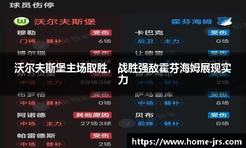 沃尔夫斯堡主场取胜，战胜强敌霍芬海姆展现实力